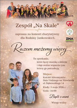 Koncert charytatywny dla Rodziny Jankowskich – „Razem możemy więcej”